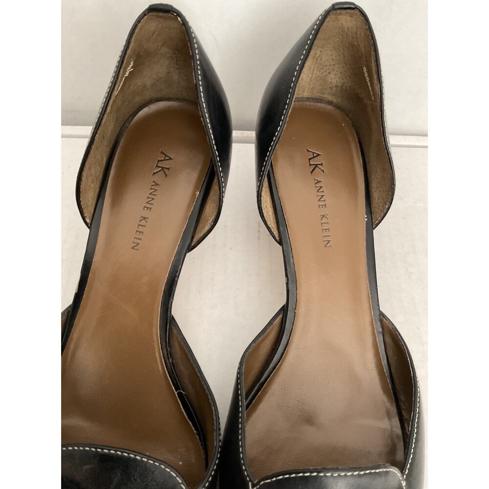 Anne Klein - AK - Mamayville - Black Leather Kitten Heels - 9M - Picture 5 of 11